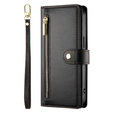 Klopové pouzdro pro iPhone 16 Pro Max, Wallet Zipper Pocket, černé