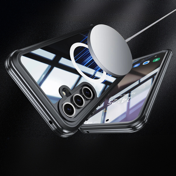 Pouzdro pro Samsung Galaxy S25+ Plus, Shockproof, se sklem, pro MagSafe, černé