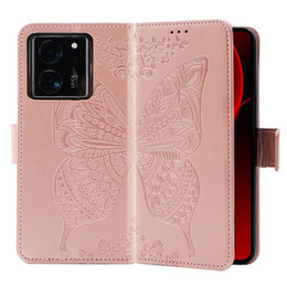 Klopové pouzdro pro Xiaomi 13T / 13T Pro, Butterfly, růžové rose gold