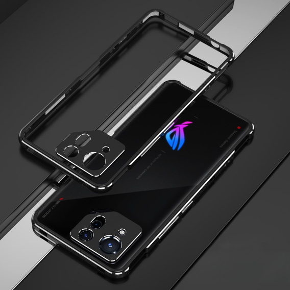 Pouzdro pro ASUS ROG Phone 8 Pro, Armor Bumper, s krytem objektivu, černá / stříbrná