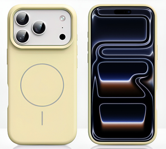 Silikonové pouzdro pro iPhone 17 Pro Max, pro MagSafe, proti nárazu, žluté