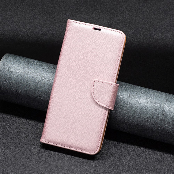 Klopové pouzdro pro Samsung Galaxy A25 5G, Wallet Litchi Leather, růžové + 9H sklo 