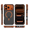 Matné pouzdro pro iPhone 17 Pro, pancéřované, pro MagSafe, kouřové s oranžovými boky