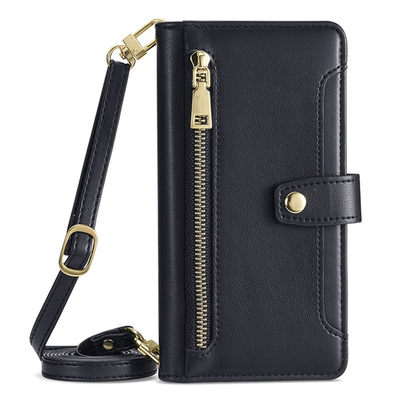 Klopové pouzdro pro iPhone 14, Wallet Zipper Pocket, černé