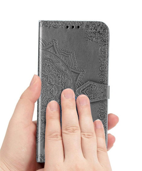 Klopové pouzdro pro Motorola Moto G85, Mandala, šedé