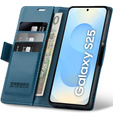Pouzdro pro Samsung Galaxy S25, ERBORD Glossy Litchi, flipová peněženka, modré