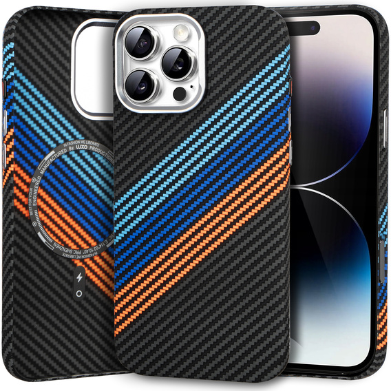 Pouzdro pro iPhone 14 Pro Max, Carbon Fiber MagSafe, námořnicky modré