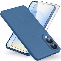 Pouzdro pro Samsung Galaxy S25 Edge, Silicone Lite, modré + 9H sklo