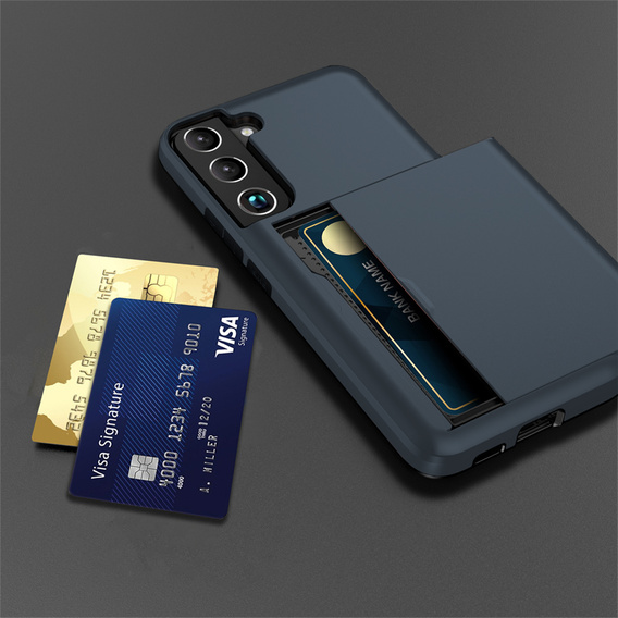 Pouzdro pro Samsung Galaxy S22, Sliding Card Holder, námořnicky modré