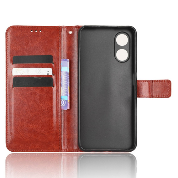 Klopové pouzdro pro Oppo A17, Crazy Horse Wallet, hnědé
