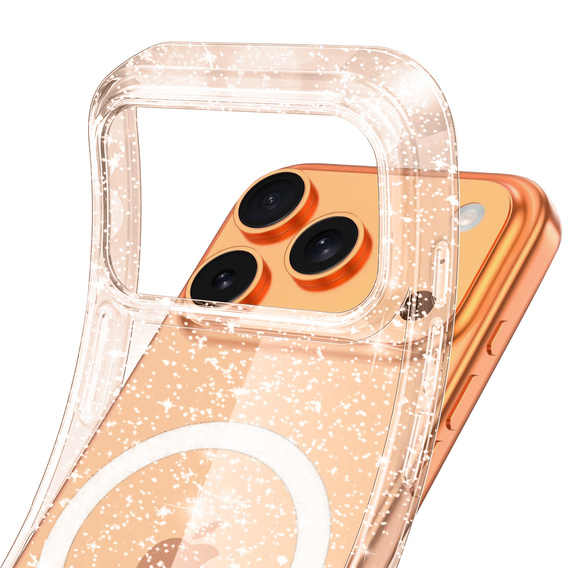 Pouzdro pro iPhone 17 Pro, pro MagSafe, lesklé, transparentní zlaté