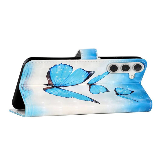 Klopové pouzdro pro Samsung Galaxy A05s, Wallet, Butterflies, modré