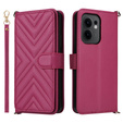 Flipové pouzdro pro Oppo Reno 13F 5G, Crossbody Leather Wallet, kaštanové