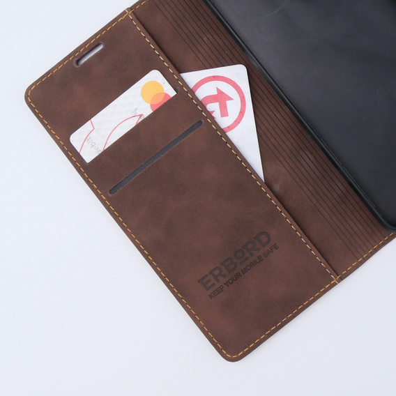 Pouzdro pro Motorola Moto G13/ G23 4G, ERBORD Vintage peněženka s klopou, káva
