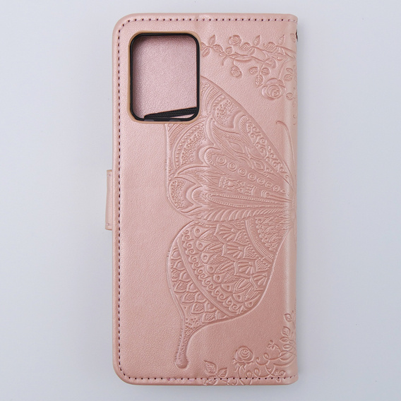 Klopové pouzdro pro Motorola Moto G54 5G, Butterfly, růžové rose gold