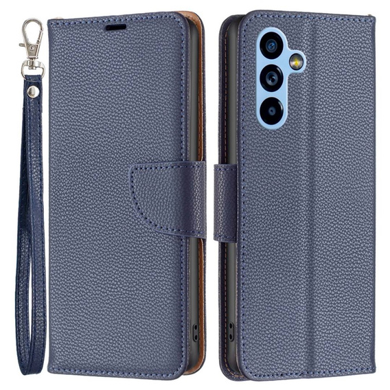 Klopové pouzdro pro Samsung Galaxy A54 5G, Wallet Litchi Magnet, námořnicky modré