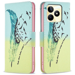 Klopové pouzdro pro Realme C53 4G, Wallet, feather, modré
