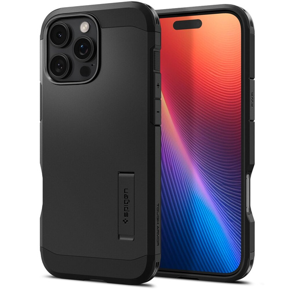 Pouzdro Spigen pro iPhone 16 Pro, Tough Armor Mag MagSafe, černé + 9H tvrzené sklo