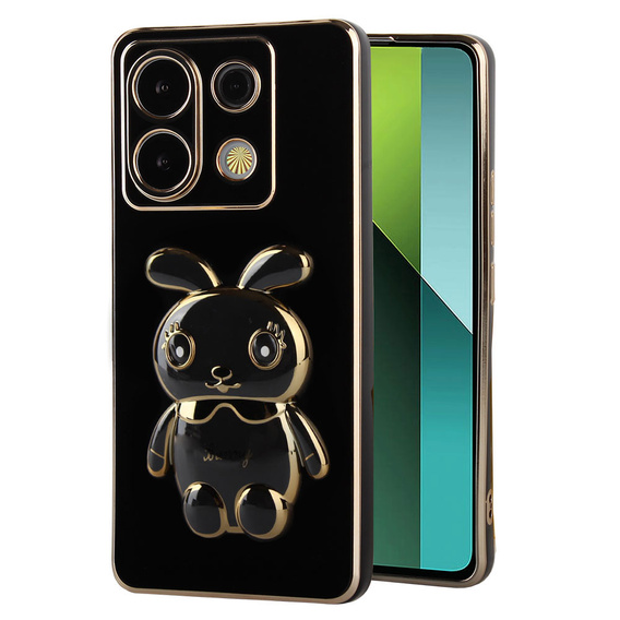 Pouzdro pro Xiaomi Redmi Note 13 Pro 5G, Rabbit, černé + 9H tvrzené sklo