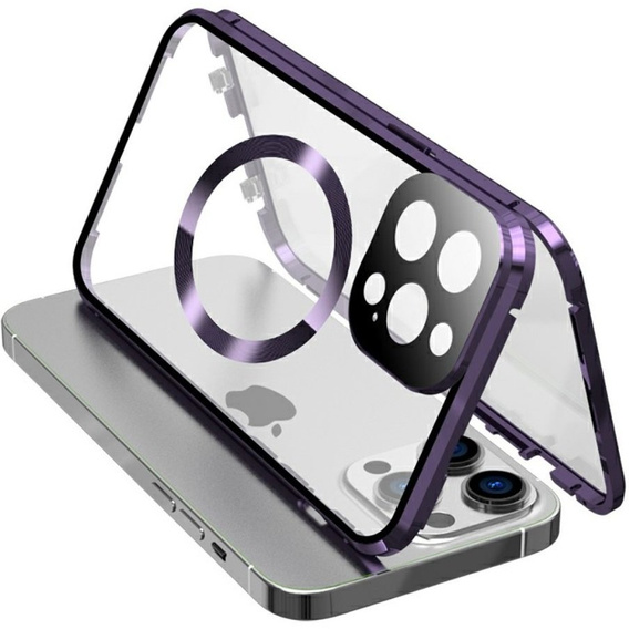Magnetické pouzdro Dual Glass MagSafe pro iPhone 15 Pro, fialové