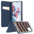 Klopové pouzdro pro Oppo Reno 11F 5G, Smart Magnetic, námořnicky modré + 9H sklo 
