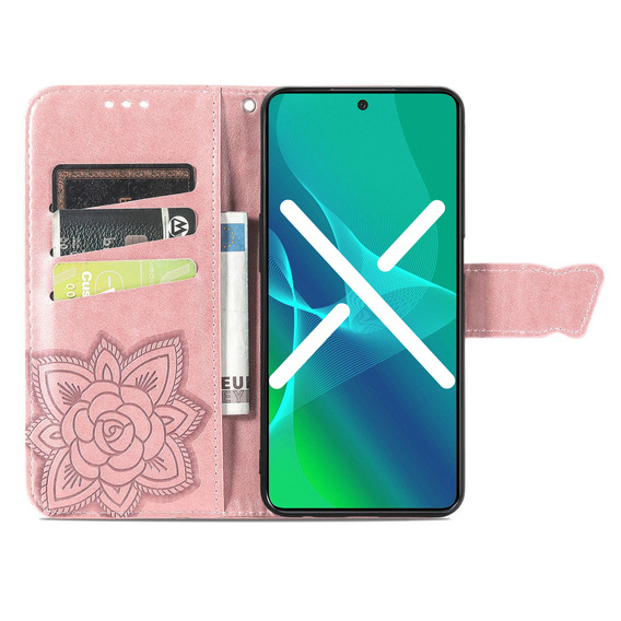 Klopové pouzdro pro Motorola Moto G84, Butterfly, růžové rose gold