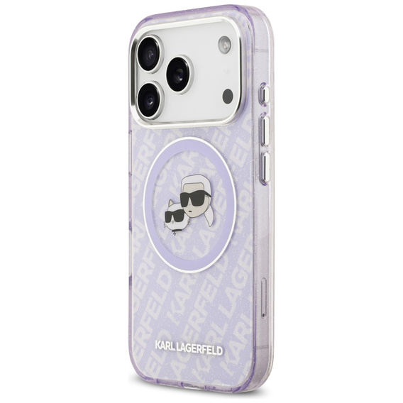 Pouzdro Karl Lagerfeld IML Glitter Karl & Choupette Heads Logo MagSafe pro iPhone 17 Pro