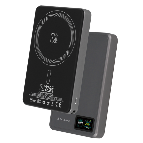 Blavec Power Bank 10000mAh BJ-03 Slim 13,5mm - Type C - 22,5W, MagSafe 3v1 - šedá