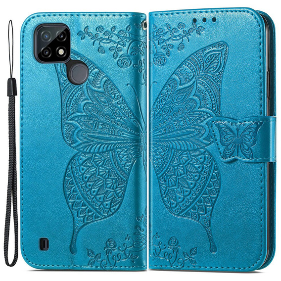 Klopové pouzdro pro Realme C21Y / C25Y, Butterfly, modré