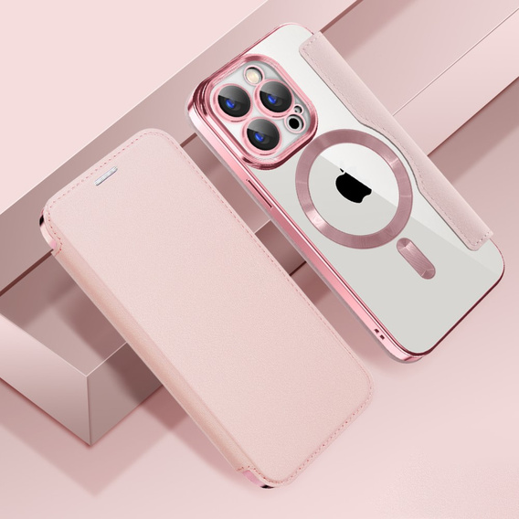 Klopové pouzdro pro iPhone 15 Pro, RFID Wallet MagSafe CamShield, růžové