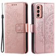 Klopové pouzdro pro Samsung Galaxy A14 4G/5G, Mandala, růžové rose gold