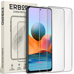 2x tvrzené sklo pro Xiaomi Redmi Note 10 Pro/10 Pro Max, ERBORD 9H Hard Glass na displeji