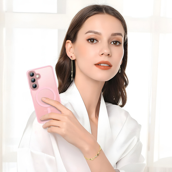 Pouzdro pro Samsung Galaxy S25+ Plus, pro MagSafe, ERBORD Matt Case, růžový + sklo na displej