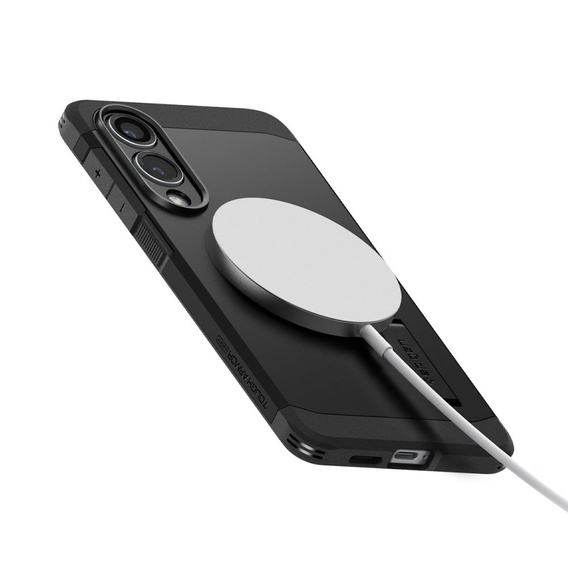 Pouzdro Spigen pro Samsung Galaxy S25 Edge, Tough Armor Mag MagSafe, černé + 9H tvrzené sklo