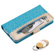 Flipové pouzdro pro Samsung Galaxy S22+ Plus 5G, Wallet Pocket Zipper Lace, modré