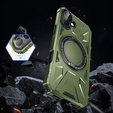 Pouzdro pro iPhone 16, pancéřované se stojánkem a deskou na rukojeť, zelené