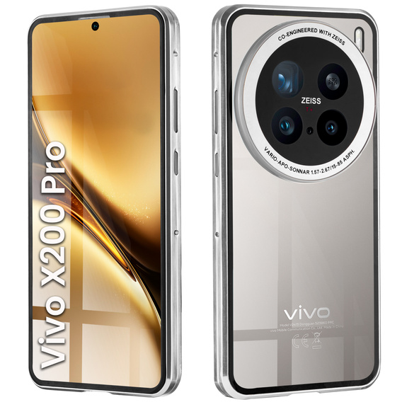 Pouzdro pro Vivo X200 Pro 5G, Magnetic Dual Glass, stříbrné