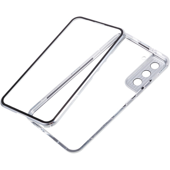 Pouzdro pro Samsung Galaxy S21, Magnetic Dual Glass, stříbrné