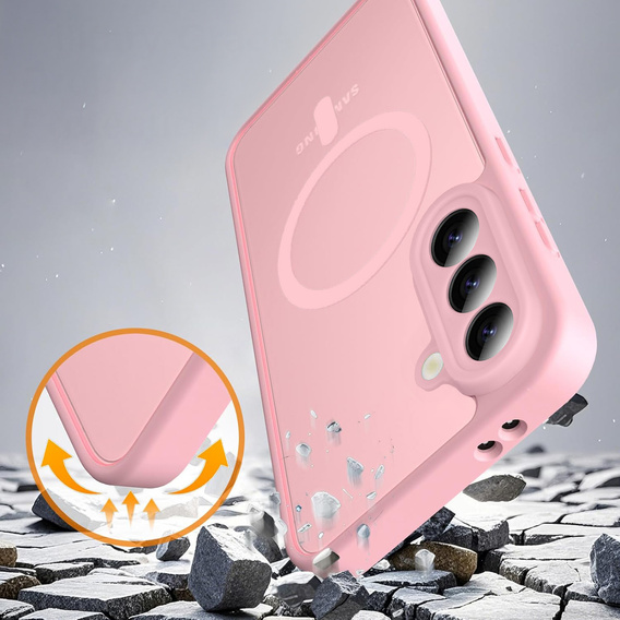 Pouzdro pro Samsung Galaxy A56 5G, pro MagSafe, ERBORD Matt Case, růžové + sklo na displej