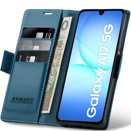 Pouzdro pro Samsung Galaxy A17 5G, ERBORD Glossy Litchi, flipová peněženka, modré