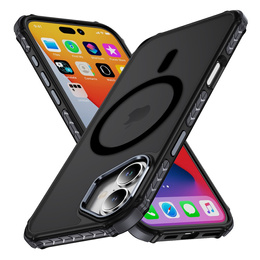 Matné pouzdro pro iPhone 17, pancéřované, pro MagSafe, kouřové s černými boky