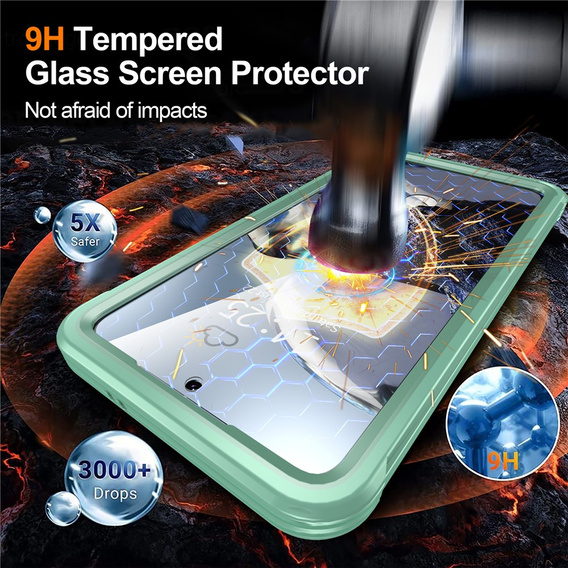 Pouzdro pro Samsung Galaxy S25 FE, Shockproof, se sklem, pro MagSafe, zelené
