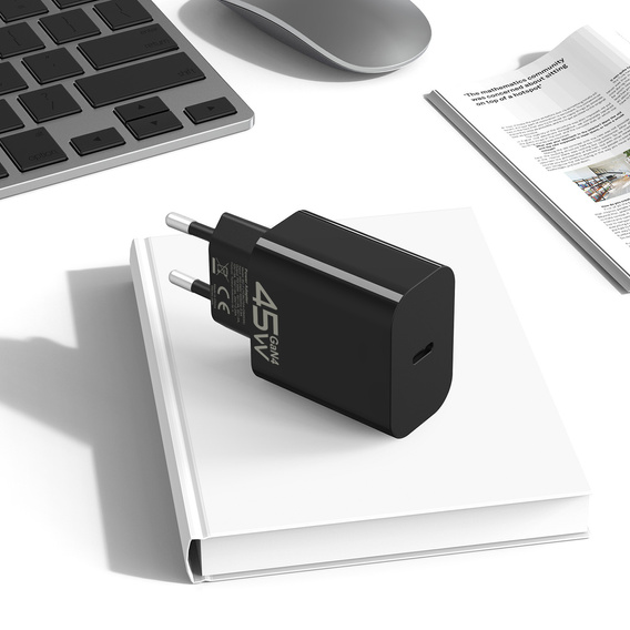 Blavec GaN4 45W USB-C PD/QC síťová nabíječka s USB-C - USB-C kabel pro zařízení s USB-C: smartphony, tablety a lehké notebooky