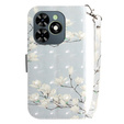 Klopové pouzdro pro Infinix Hot 40i, Wallet, Magnolia Flowers šedé