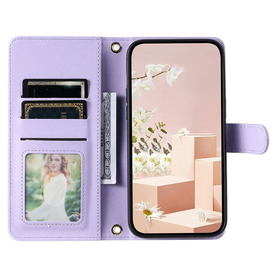 Pouzdro s klopou pro Samsung Galaxy S25 FE, Rhombus Crossbody Leather, fialové