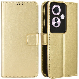 Klopové pouzdro pro Oppo Reno 11F 5G, Crazy Horse Wallet, zlaté