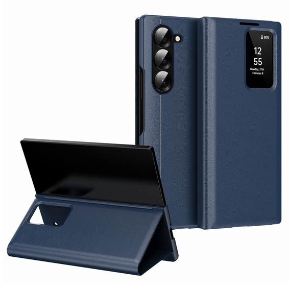 Flipové pouzdro pro Samsung Z Fold5 5G, Smart View Wallet, námořnicky modré