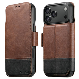 Flipové pouzdro 2 v 1 pro iPhone 17 Pro, SUTENI, pro MagSafe, hnědé