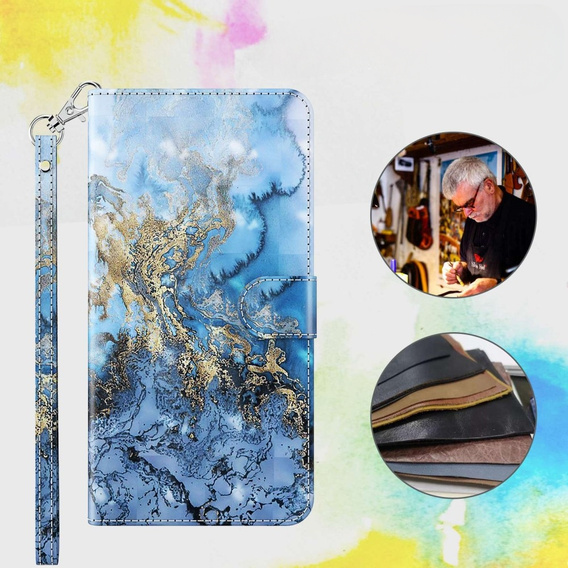Klopové pouzdro pro Samsung Galaxy A14 4G/5G, Wallet Marble, modré