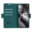 Pouzdro pro Xiaomi 14T Pro, ERBORD Glossy Litchi, flipová peněženka, zelené